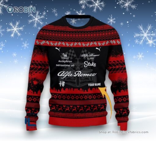 Custom Name Alfa Romeo F1 Team Ugly Sweater and Sweatshirt