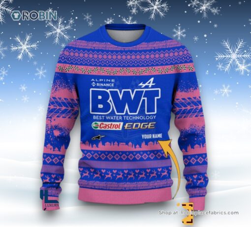 Custom Name Alpine F1 Team Ugly Sweater and Sweatshirt