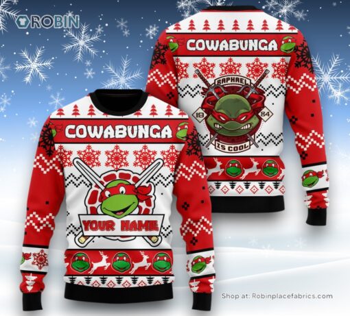 Custom Name Cowabunga Raphael Is Cool TMNT Sweater and Sweatshirt Christmas