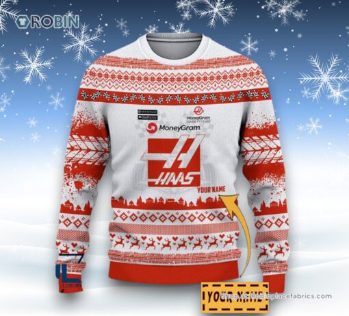 Custom Name Haas F1 Team Ugly Sweater and Sweatshirt