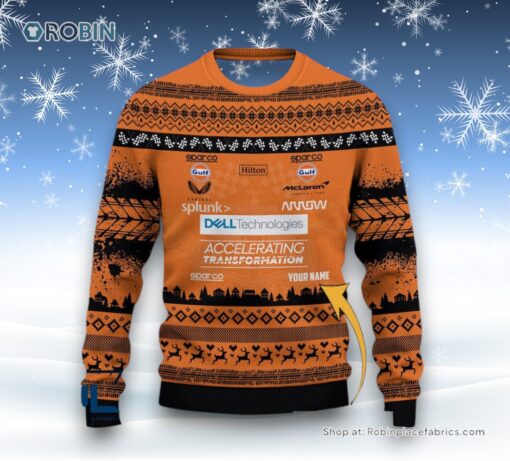 Custom Name McLaren F1 Team Ugly Sweater and Sweatshirt