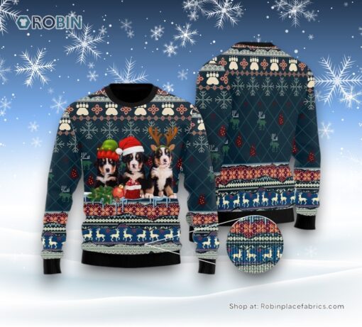 Cute Bernese Mountain Dog Christmas Ugly Christmas Sweater, Christmas Gift For Dog Love