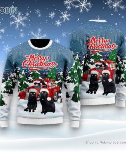 Cute Black Cat Ugly Christmas Sweatshirt, Sweater, Christmas Gift For Cat Love