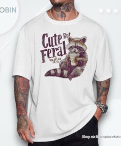 Cute But Feral Raccoon Drinking Coffee Vintage Shirt
