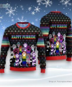 Cute Cat Paw Sweater Happy Purride Ugly Christmas Sweater, Christmas Gift For Cat Love