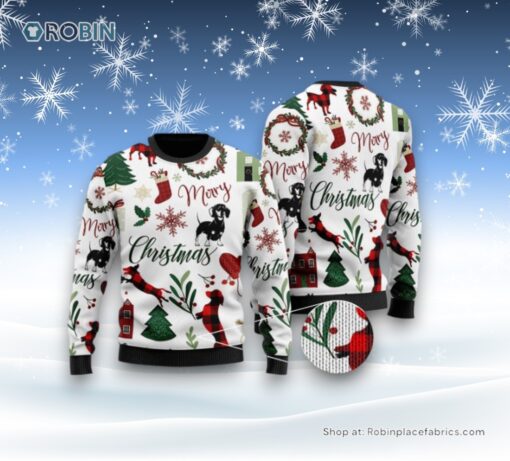 Cute Dachshund Christmas Ugly Christmas Sweatshirt, Sweater, Christmas Gift For Dog Love