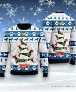Cute Dachshund Merry Christmas Ugly Christmas Sweater, Christmas Gift For Dog Love
