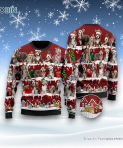 Cute Old English Sheep Dog Ugly Christmas Sweater, Christmas Gift For Dog Love
