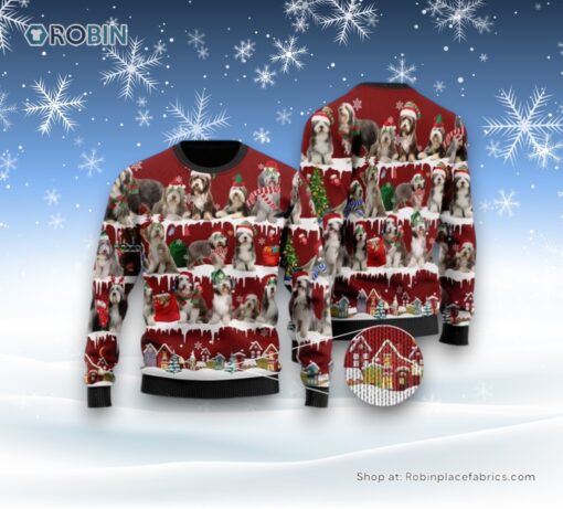 Cute Old English Sheep Dog Ugly Christmas Sweater, Christmas Gift For Dog Love