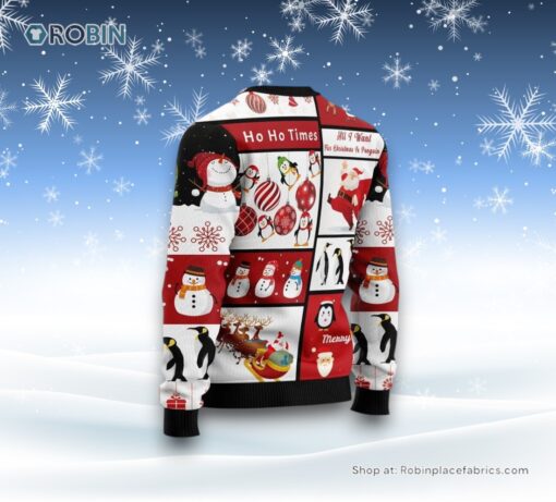 Cute Penguin Santa Claus Ugly Christmas Sweater For Men And Women, Christmas Gift