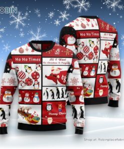 Cute Penguin Santa Claus Ugly Christmas Sweatshirt, Sweater