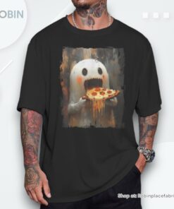 Cute Pizza Ghost Eating Pizza Halloween Food Lovers Shirt