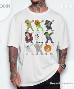 Dabbing Halloween Skeleton Zombie Scary Pumpkin Vampire Boys Shirt