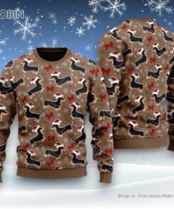 Dachshund Christmas Hat Ugly Christmas Sweatshirt, Sweater, Christmas Gift For Dog Love Dachshund Christmas Hat Ugly Christmas Sweatshirt, Sweater, Christmas Gift For Dog Love