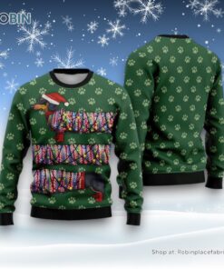 Dachshund Christmas Paw Prints Ugly Christmas Sweatshirt, Sweater, Christmas Gift For Dog Love