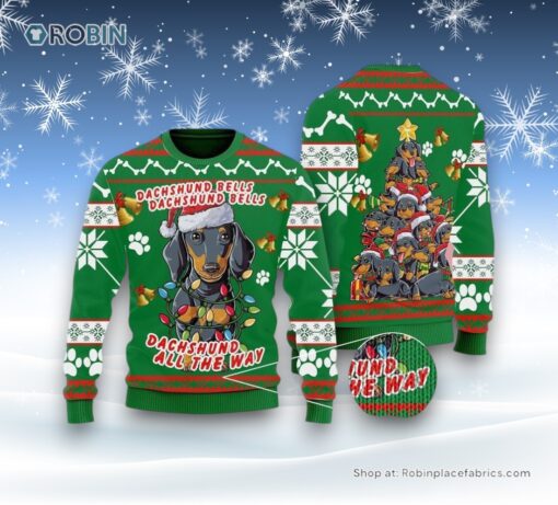Dachshund Dog Bells Christmas Ugly Christmas Sweater, Christmas Gift For Dog Love