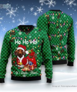 Dachshund Santa Paw Ugly Christmas Sweatshirt, Sweater