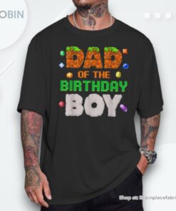 Dad Of The Birthday Boy Video Gamer Pixel Number Bday Party Shirt