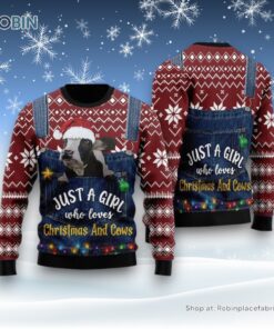 Dairy Cow Just A Girl Who Loves Christmas Ugly Christmas Sweater For Men And Women, Farm Ugly Sweater