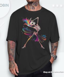 Dancing Skeleton Rainbow Ballerina Halloween Shirt