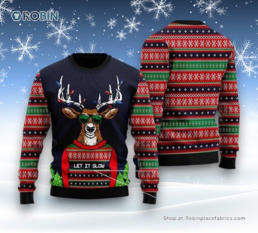 Deer Let It Glow Ugly Christmas Sweater
