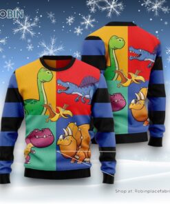 Dinosaur Color Ugly Christmas Sweatshirt, Sweater