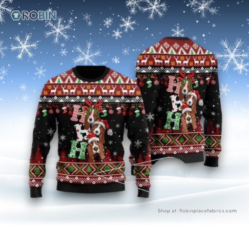 Dog Lover Basset Hound Ho Ho Ho Ugly Christmas Sweatshirt, Sweater, Christmas Gift For Dog Love