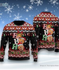 Dog Lover Golden Retriever Ho Ho Ho Ugly Christmas Sweater, Christmas Gift For Dog Love