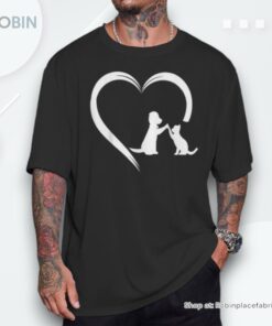 Dog Puppy And Baby Cat Heart Animal Dog & Cat Pet Lovers Shirt
