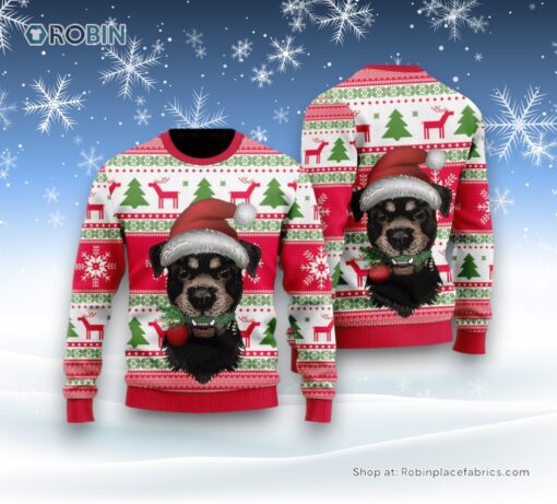 Dog Santas Hat Holiday Ugly Christmas Sweatshirt, Sweater, Christmas Gift For Dog Love