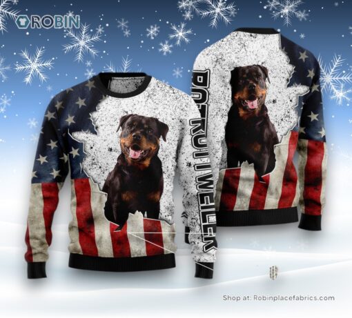 Dog Ugly Christmas Sweater, American Rottweiler Ugly Christmas Sweater, Funny Xmas Sweater
