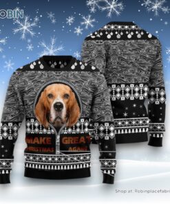 Dog Ugly Christmas Sweater, Beagle Make Christmas Great Again Ugly Christmas Sweater, Funny Xmas Sweater