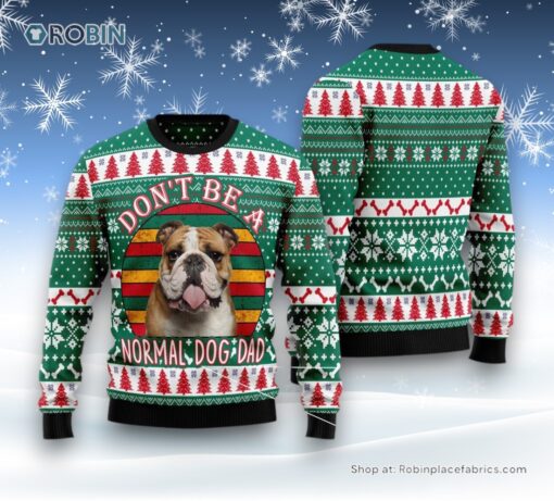 Dog Ugly Christmas Sweater, Bulldog Dog Dad Ugly Christmas Sweater, Funny Xmas Sweater