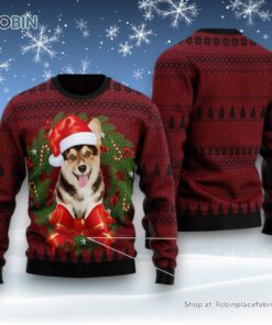 Dog Ugly Christmas Sweater, Corgi Wreath Ugly Christmas Sweater, Funny Xmas Sweater
