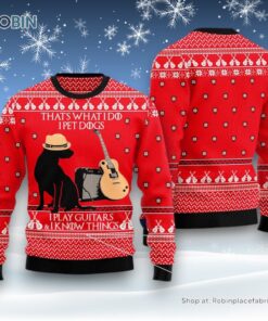 Dog Ugly Christmas Sweater, Dog Guitar Christmas Ugly Christmas Sweater, Funny Xmas Sweater