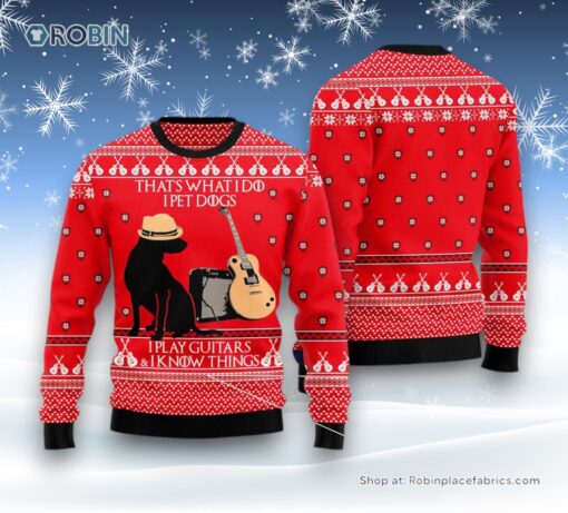 Dog Ugly Christmas Sweater, Dog Guitar Christmas Ugly Christmas Sweater, Funny Xmas Sweater