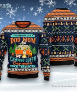 Dog Ugly Christmas Sweater, Dog Mom Camping Ugly Christmas Sweater, Funny Xmas Sweater