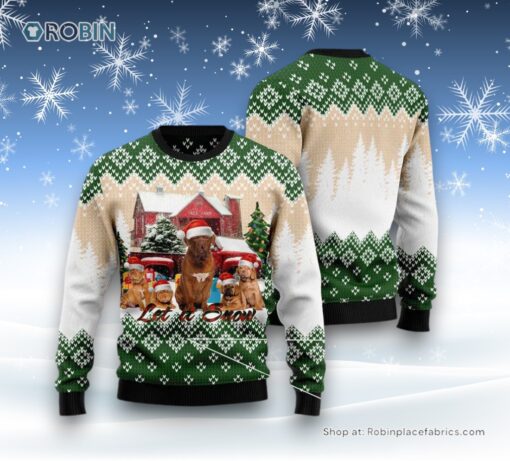 Dog Ugly Christmas Sweater, Dogue De Bordeaux Let It Snow Ugly Christmas Sweater, Funny Xmas Sweater
