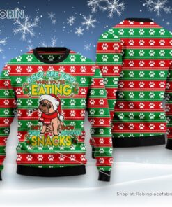 Dog Ugly Christmas Sweater, French Bulldog See You Eating Snacks Ugly Christmas Sweater, Funny Xmas Sweater