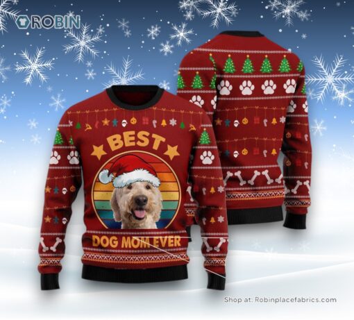 Dog Ugly Christmas Sweater, Goldendoodle Best Dog Mom Ever Ugly Christmas Sweater, Funny Xmas Sweater