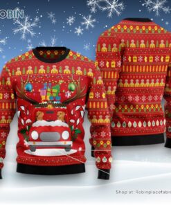 Dog Ugly Christmas Sweater, Labrador Retriever Car Gift Ugly Christmas Sweater, Funny Xmas Sweater