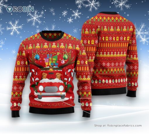 Dog Ugly Christmas Sweater, Labrador Retriever Car Gift Ugly Christmas Sweater, Funny Xmas Sweater