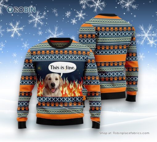 Dog Ugly Christmas Sweater, Labrador Retriever Fire Ugly Christmas Sweater, Funny Xmas Sweater