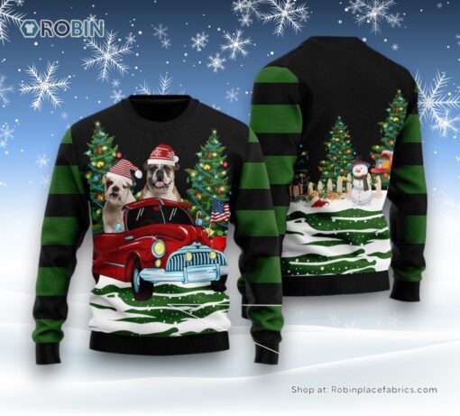 Dog Ugly Christmas Sweater, Merry Christmas Bulldog Ugly Christmas Sweater, Funny Xmas Sweater