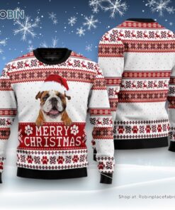 Dog Ugly Christmas Sweater, Merry Christmas Cute Bulldog Ugly Christmas Sweater, Funny Xmas Sweater