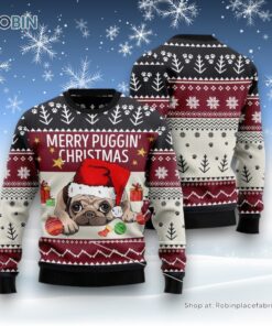 Dog Ugly Christmas Sweater, Merry Puggin Christmas Funny Ugly Christmas Sweater, Funny Xmas Sweater