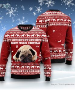 Dog Ugly Christmas Sweater, Merry Puggin Christmas Ugly Christmas Sweater, Funny Xmas Sweater