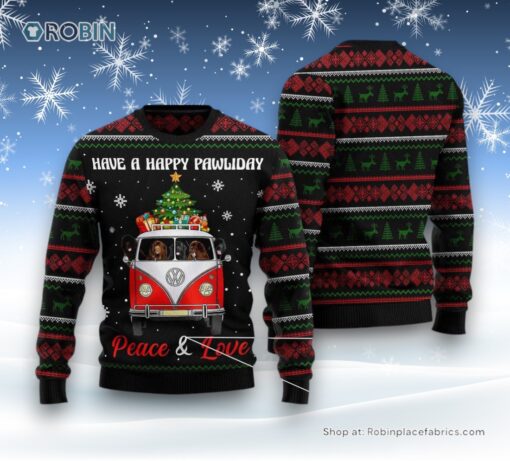 Dog Ugly Christmas Sweater, Newfoundland Dogs Carrying Gift Christmas On The Red Car Ugly Christmas Sweater, Funny Xmas Sweater