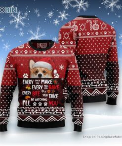 Dog Ugly Christmas Sweater, Pembroke Welsh Corgi Will Be Watching You Ugly Christmas Sweater, Funny Xmas Sweater