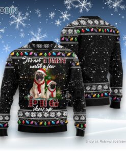 Dog Ugly Christmas Sweater, Pug Show Up Ugly Christmas Sweater, Funny Xmas Sweater